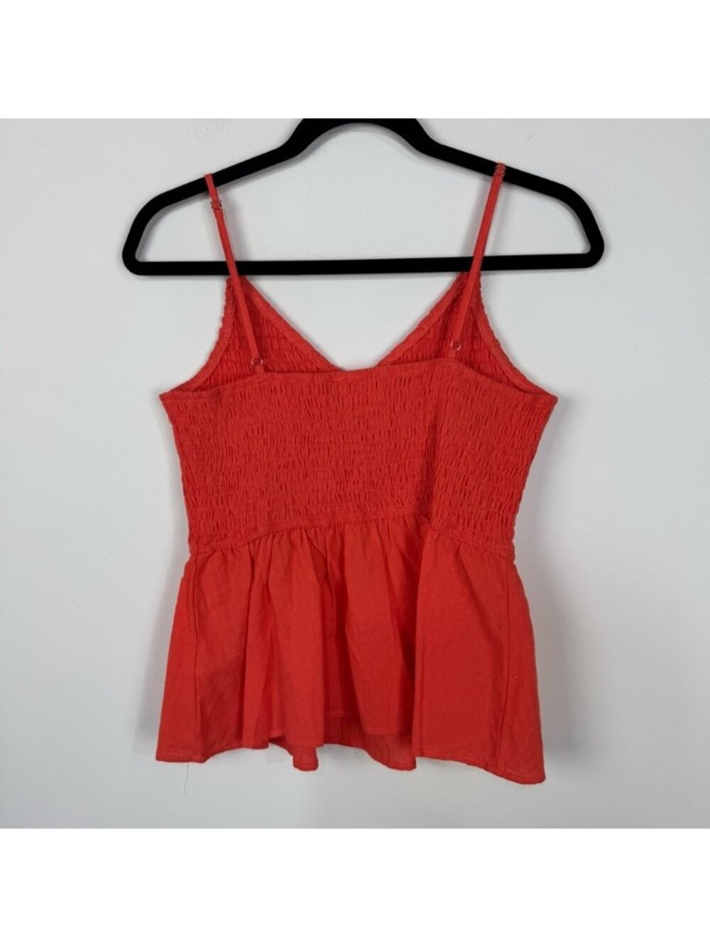 Orange V Neck Peplum Tank Top Summer Top - Picture 2 of 2